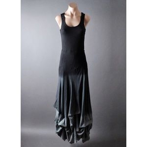 Black Gray Ombré Steampunk Gypsy Maxi Dress S
